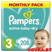 Подгузники Pampers Active Baby-Dry Midi 3 (6-10 кг) 208шт, Россия, арт. 8001090172518