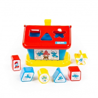 Логический домик "Смурфики" с 6 кубиками №1 (в сеточке) арт.64417 Полесье