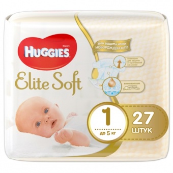 Подгузники Huggies Elite Soft 1 (до 5 кг) 27шт. арт.5029053545479