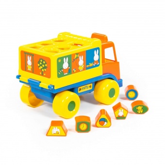 Логический грузовичок "Миффи" с 6 кубиками №1(в сеточке) арт.64394 Полесье