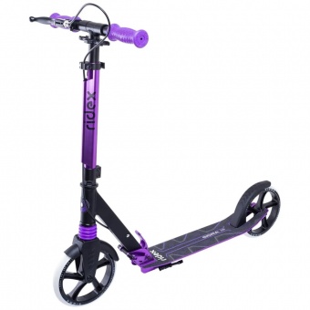 Самокат 2-х колесный RIDEX Sigma 200 мм, ручной тормоз, черный/фиолетовый арт. УТ-00018398