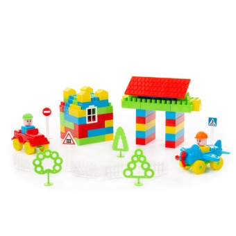 Конструктор "Строитель" (348 элементов) (в пакете) арт. 52568 Полесье