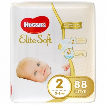 Подгузники Huggies Elite Soft 2 (3-6 кг) 88шт. арт. 5029053533810