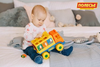 Логический грузовичок "Миффи" с 6 кубиками №1(в сеточке) арт.64394 Полесье