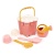 Набор №693: ведро-замок большое №2, ситечко-крепость большое, лопатка №5, грабельки №5, 2 формочки, лейка малая №4 (розовый) арт.74410