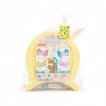 Кроватка сборная для кукол большая (в пакете) арт. 55996-2 (желтая)