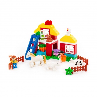 Конструктор "Макси" - "Весёлая ферма" (156 элементов) (в коробке) арт. 77592 Полесье