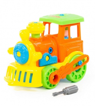 Конструктор-транспорт "Паровоз" (в сеточке) арт. 71255 Полесье