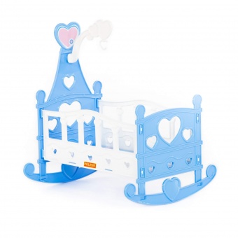 Кроватка-качалка сборная для кукол №3 (8 элементов) (в пакете) арт.62079-2 (голубая)