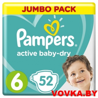 Подгузники Pampers Active Baby-Dry Extra Large 6 (от 15 кг) 52шт, Россия, арт. 8001090614346