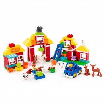 Конструктор "Макси" - "Весёлая ферма" (156 элементов) (в коробке) арт. 77592 Полесье