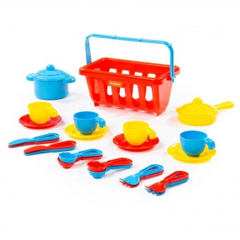 Набор детской посуды "TOP chef" с корзинкой №2 на 4 персоны (в сеточке) арт. 42651
