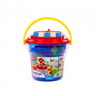 Конструктор "Строитель" (84 элем. в ведре "Макси" с крышкой) арт. 37213 Полесье