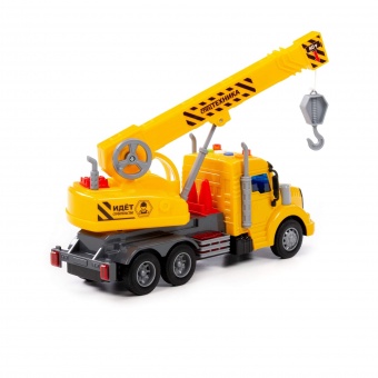 "Профи", автомобиль-кран инерционный (со светом и звуком) (жёлтый) (в коробке) арт. 86600