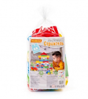 Конструктор "Строитель" (68 элементов) (в пакете) арт. 36094 Полесье