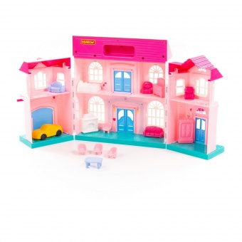 Кукольный домик "София" с набором мебели и автомобилем (14 элементов) (в пакете) арт. 78018 Полесье