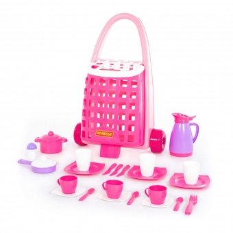 Забавная тележка + набор детской посуды (31 элем.) арт.44389