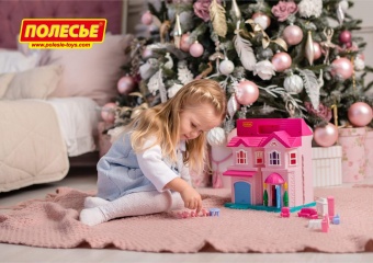 Кукольный домик "София" с набором мебели и автомобилем (14 элементов) (в пакете) арт. 78018 Полесье