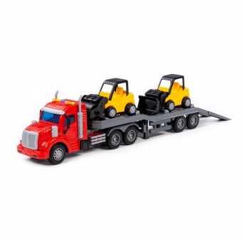 "Профи", автомобиль-трейлер инерционный (со светом и звуком) + дорожный каток "Мини" инерционный, погрузчик "Мини" инерционный (в коробке) арт. 77049