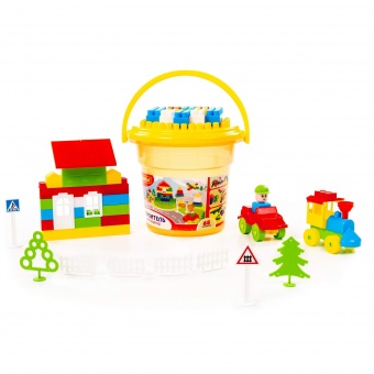 Конструктор "Строитель" (68 элем. в ведре "Макси" с крышкой) арт.37190