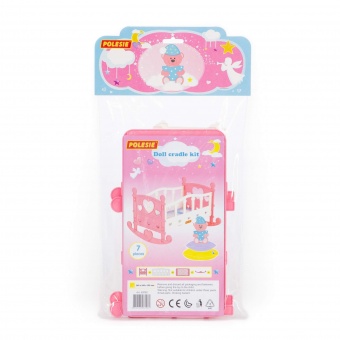 Кроватка-качалка сборная для кукол №2 (7 элементов) (в пакете) арт.62062-1 (розовая)