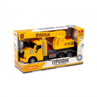 "Профи", автомобиль-кран инерционный (со светом и звуком) (жёлтый) (в коробке) арт. 86600