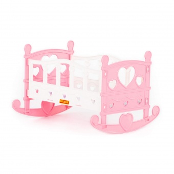 Кроватка-качалка сборная для кукол №2 (7 элементов) (в пакете) арт.62062-1 (розовая)
