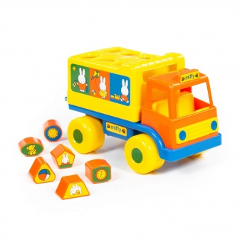 Логический грузовичок "Миффи" с 6 кубиками №1(в сеточке) арт.64394 Полесье