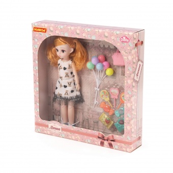 Кукла "Даша" (29 см) в платье + аксессуары (9 элементов) (в коробке №3), арт. 03120 Полесье